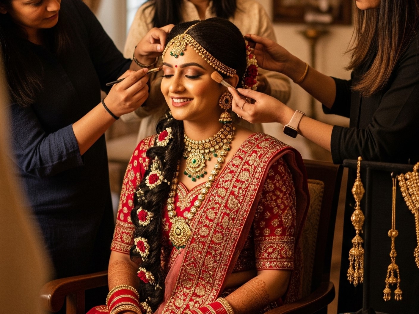 Bridal accessories laid out